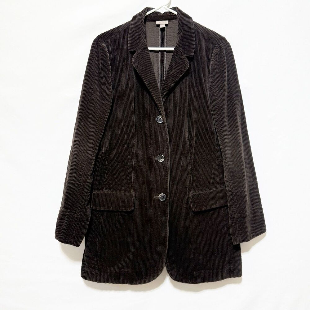 J.Jill Women Corduroy Blazer Size M Chocolate Brown Coat Jacket Cotton